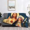 Twin Hearts - II Fleece Throw Blanket Jesus and Virgin Mary Blanket for Bedding Office Ultra-Soft Quilt