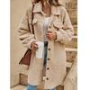 Autumn Winter Long Sleeve Lapel Plush Coat Female Casual Office Outer Wear Long Coat Ladies Elegant Solid Color Warm Coat