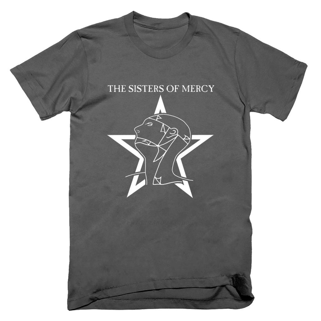 Футболка с блестящим принтом Sisters of Mercy, Хлопковая футболка с коротким рукавом, Винтажный стиль 80-х, Высококачественный модный трендовый топ