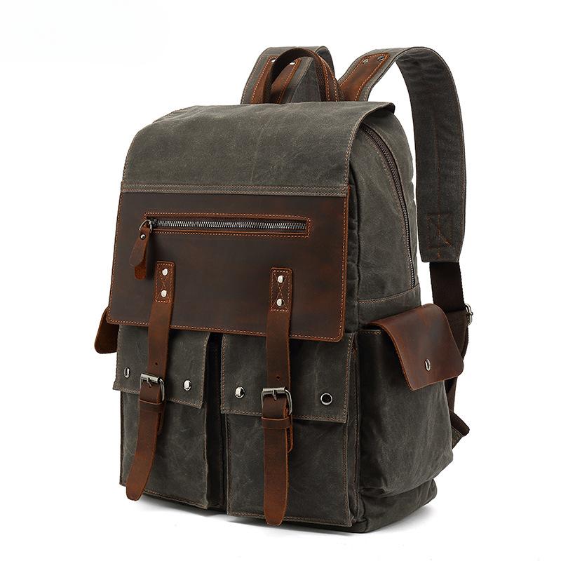 Backpack Backpack Men's Outdoor Travel Electric Head Retro Waterproof Oil Wax Canvas Travel Bag