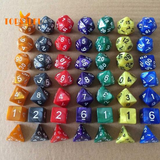 KTV Party Multicolor Polyhedral Numbers Dice - 7Pcs, Table Board Game Supply Gift
