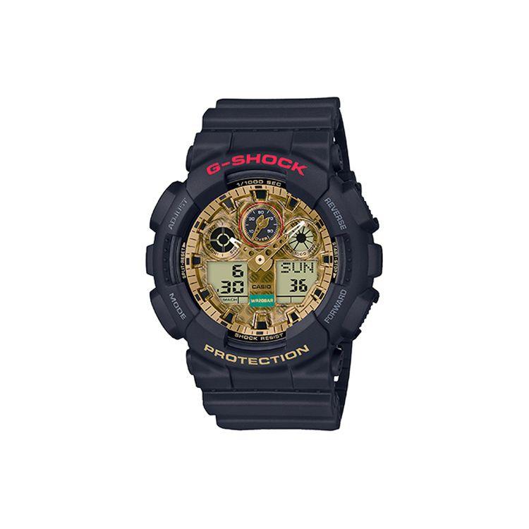Casio G-Shock Series 200M Water Resistant Quartz Movement Resin Strap Watch Men watches Gold GA-100TMN-1A