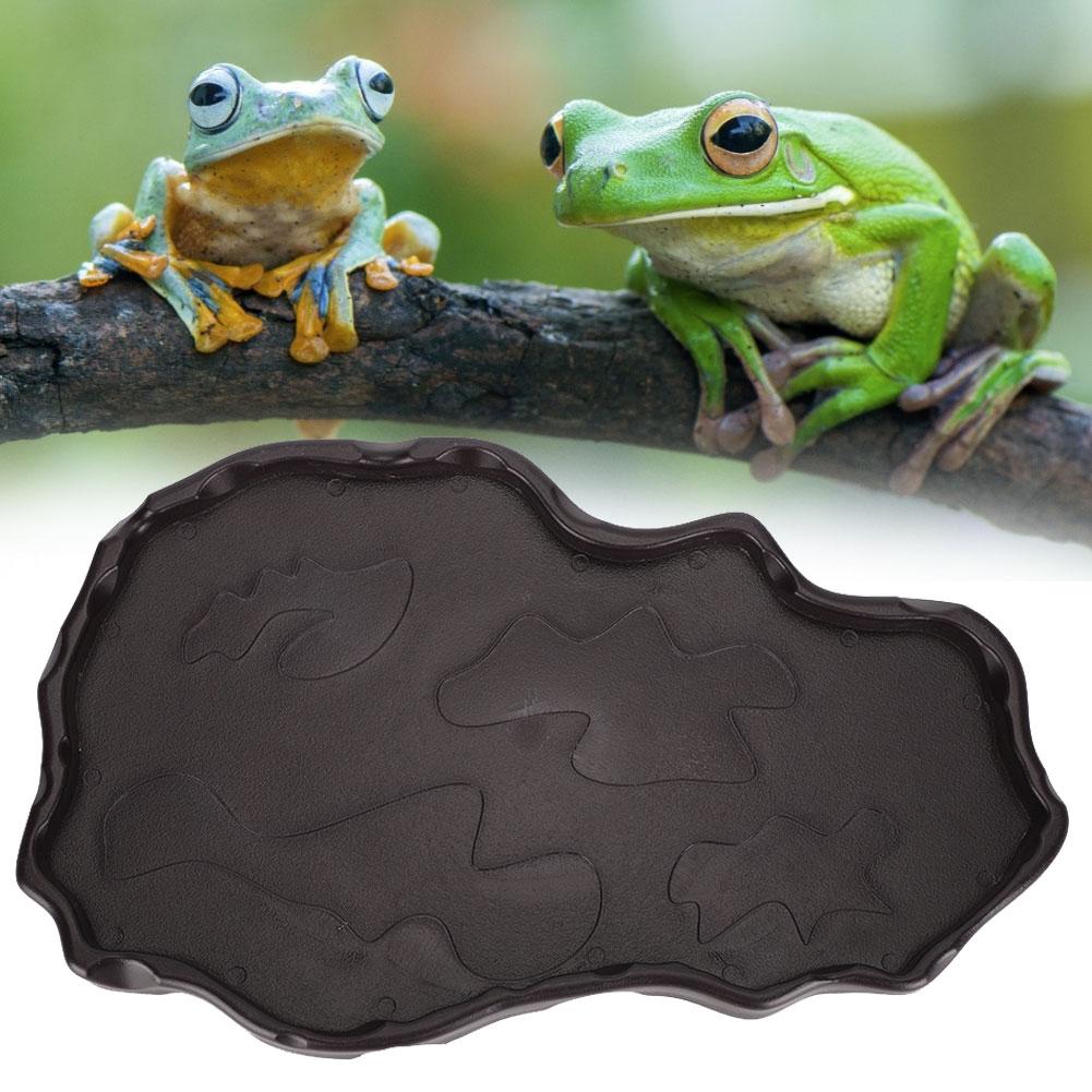 NW‑29 Plastic Reptiles Feeder Basin Snake Frogs Drinking Feeding Dish Landscape DecorationsDeep Coffee Color