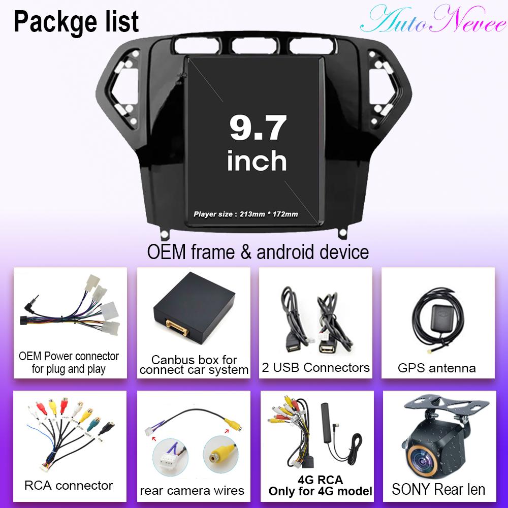 Carplay Вертикальная Модель Беспроводной Android Auto Для Ford Mondeo 2007-2010 Автомагнитола 9,7 дюймов Радио 8 ядер FM AM Мультимедиа