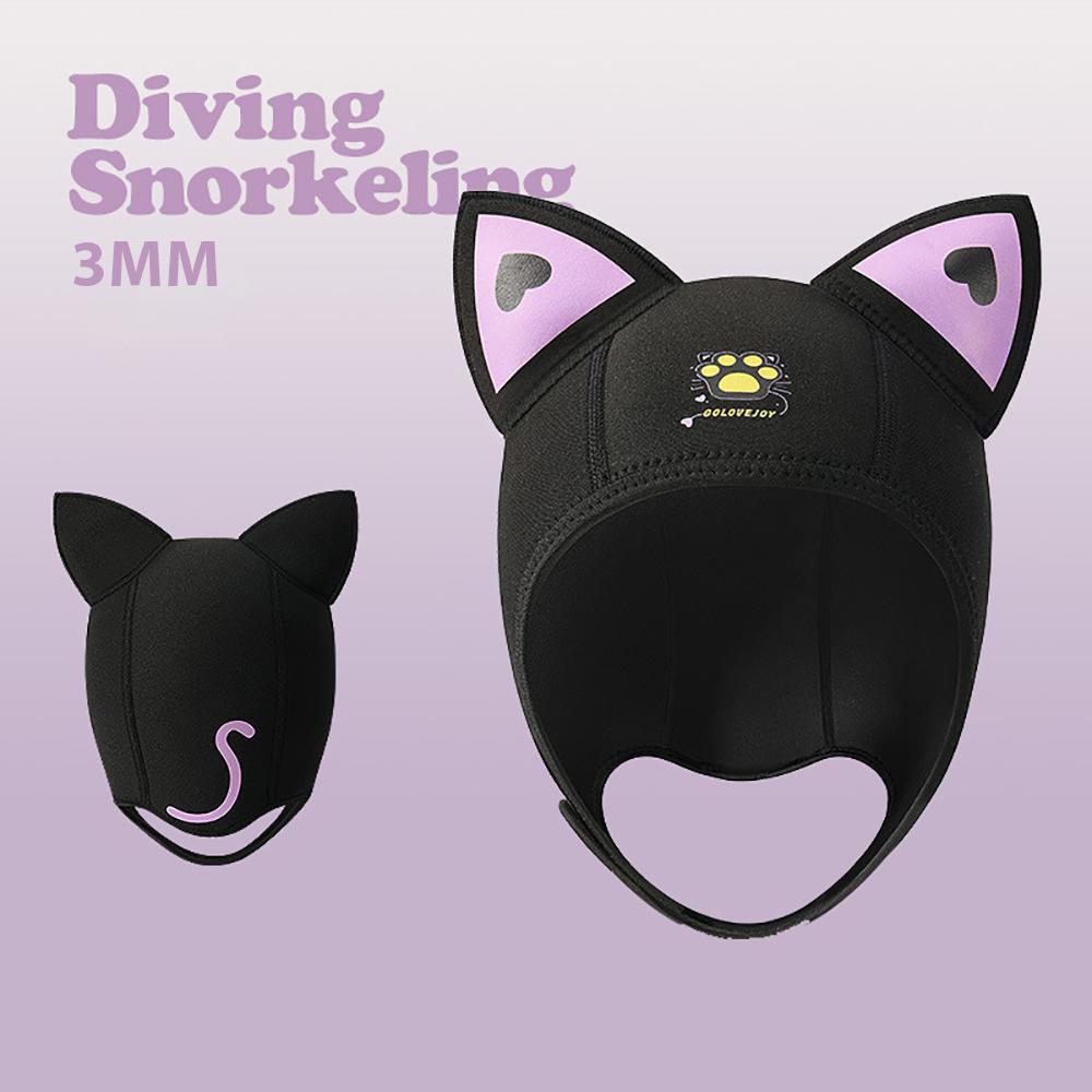 1PC Women's Cat Ear Diving Cap Neoprene Diving Cap Waterproof Cap Diving Suit Cap Swimming Snorkeling Cap