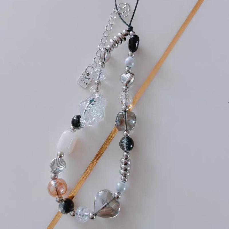 Y2K Сердце Цветок Бисерный Шарм Ремешок для телефона Шнурок Брелок Защита от потери Для Airpods Coase Ccd Подвеска