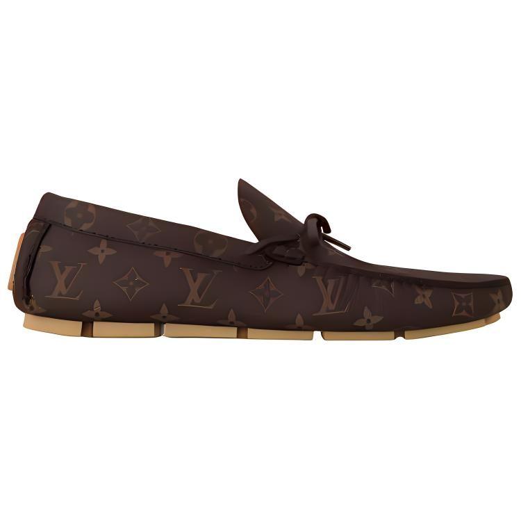 LOUIS VUITTON Driver Cow Leather Casual Shoes Men's Brown 1AD691