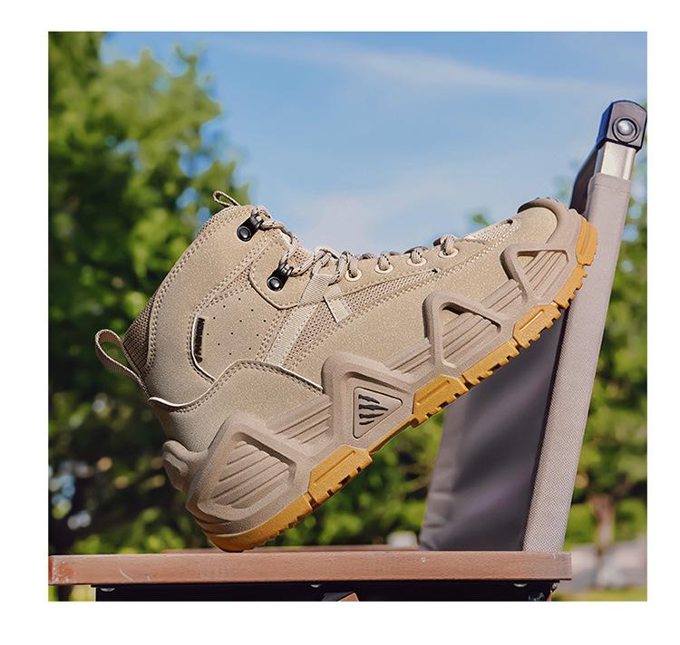 Мужские пустынные высокие уличные ботинки для хайкинга с защитой от проколов - Нескользящие, износостойкие тактические кроссовки