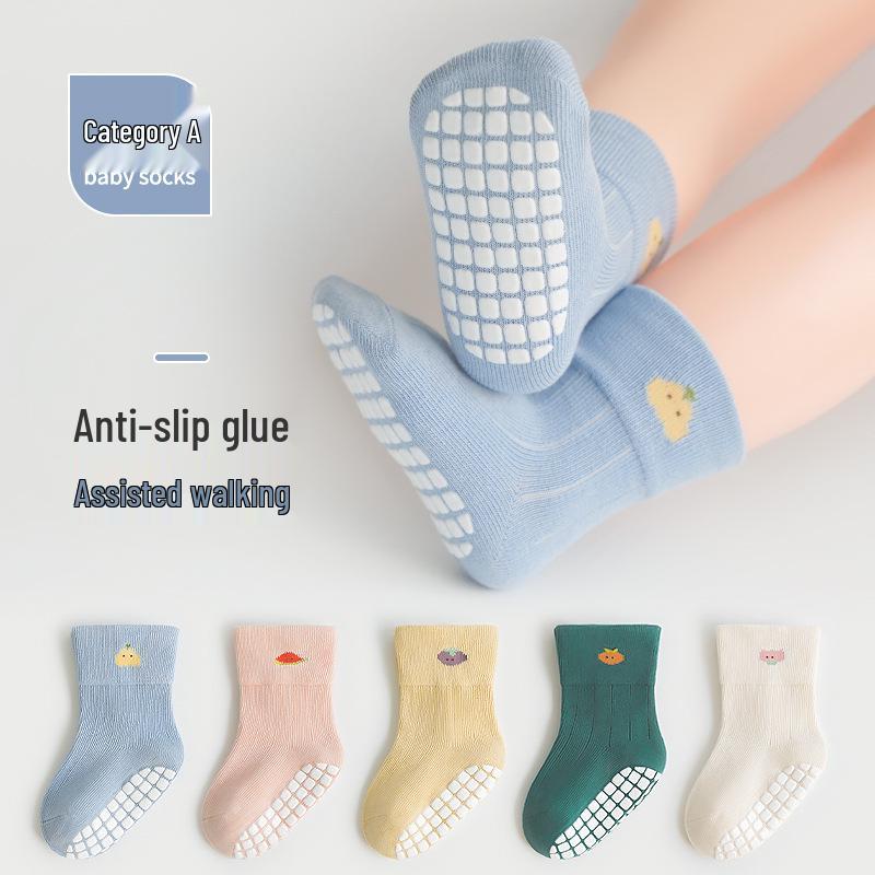 Нескользящие детские носки для пола - Хлопок, Мягкая подошва, Бесшовные, До середины икры, для Новорожденных и Малышей, Весна/Осень