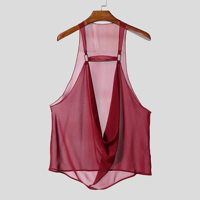 INCERUN Мужские майки без рукавов с вырезом-качели на бретелях из прозрачной сетки для вечеринок и клубов