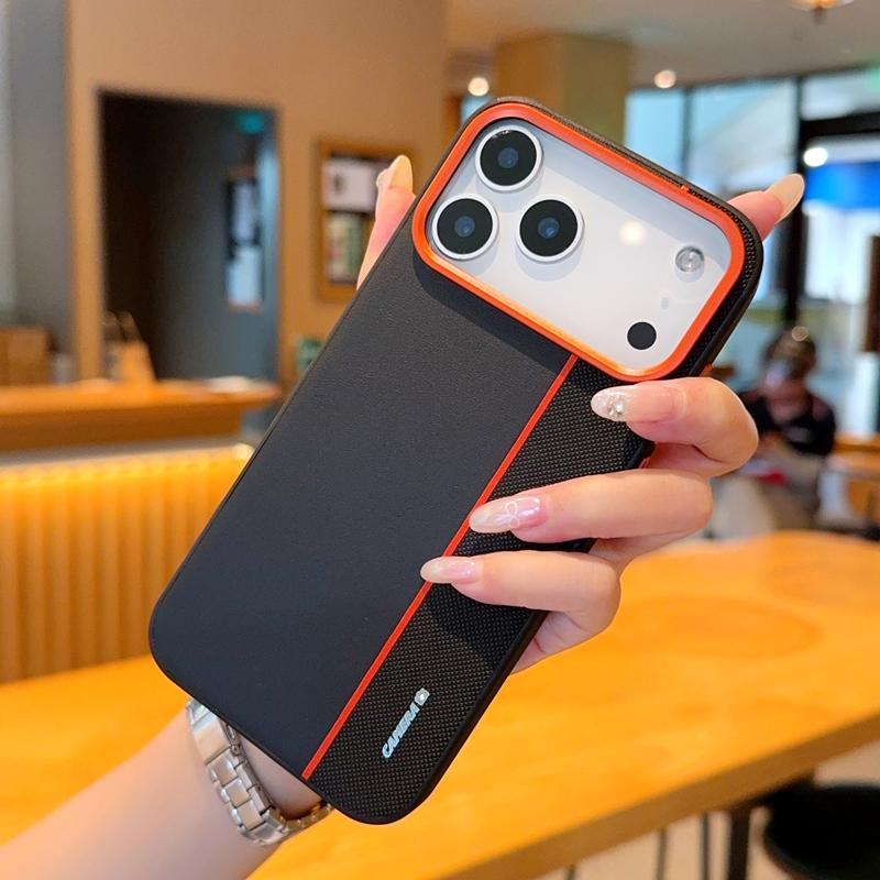 Профессиональный деловой чехол-накладка для iPhone Air 17 Pro 17 Pro Max с текстурой ПУ-кожи и цветовыми блоками, устойчивый к царапинам, ультратонкий