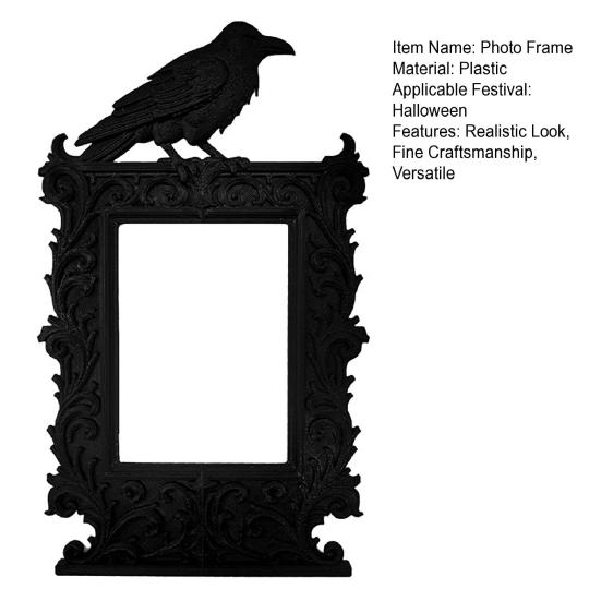 1/2Pcs Halloween Crow Picture Frames Front Glass Wall Mount Tabletop Retro Gallery Wall Art Home Party Festive Decoration