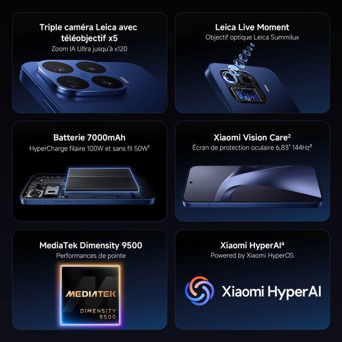 Smartphone - XIAOMI - Xiaomi 17T Pro - 12+512 Go - Téléobjectif Leica 5x - Batterie 7 000 mAh