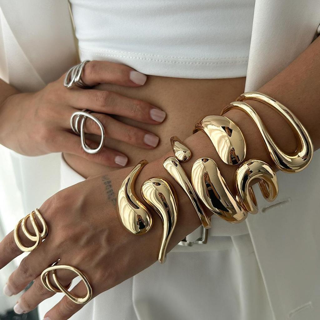 Набор браслетов из сплава в европейском и американском стиле с отверстием в виде капли воды