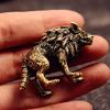 Brass Wolf Figurine, Animal Sculpture Charms, Housewarming Gift, Statue Chinese Feng Shui