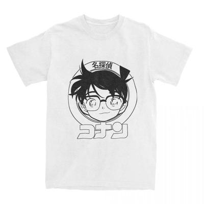 Футболка Detective Conan Edogawa с контурным рисунком, Унисекс, Уличная одежда в стиле аниме-детектив, Повседневная футболка с коротким рукавом, 100% хлопок