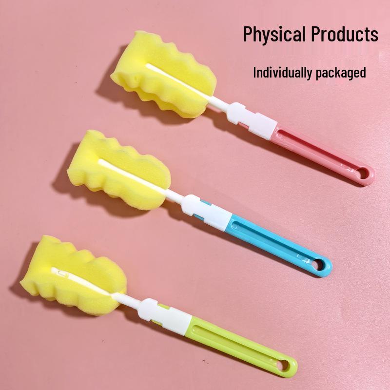 Щетка с длинной ручкой и вращающейся головкой для чистки стаканов, бутылок, чайных чашек и детских бутылочек