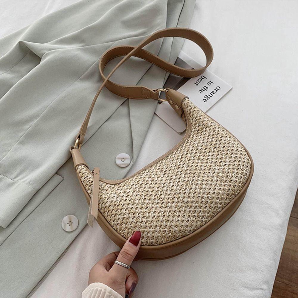 Designer Single Shoulder Bag Bohemian Crossbody Hobo Bag Elegant Woven Straw Bag Ladies/Girls