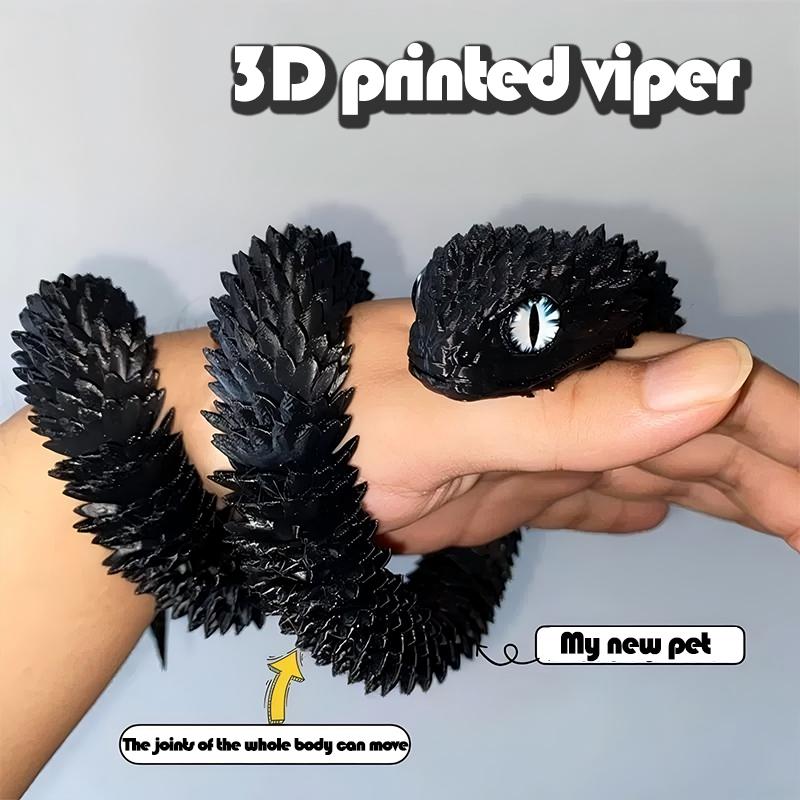 Non-Toxic 30Cm 3D Printed Snake Movable Joint Toy Doll Simulation Snake Model Office Desktop Decoration Handicraft Toy For Children Gift