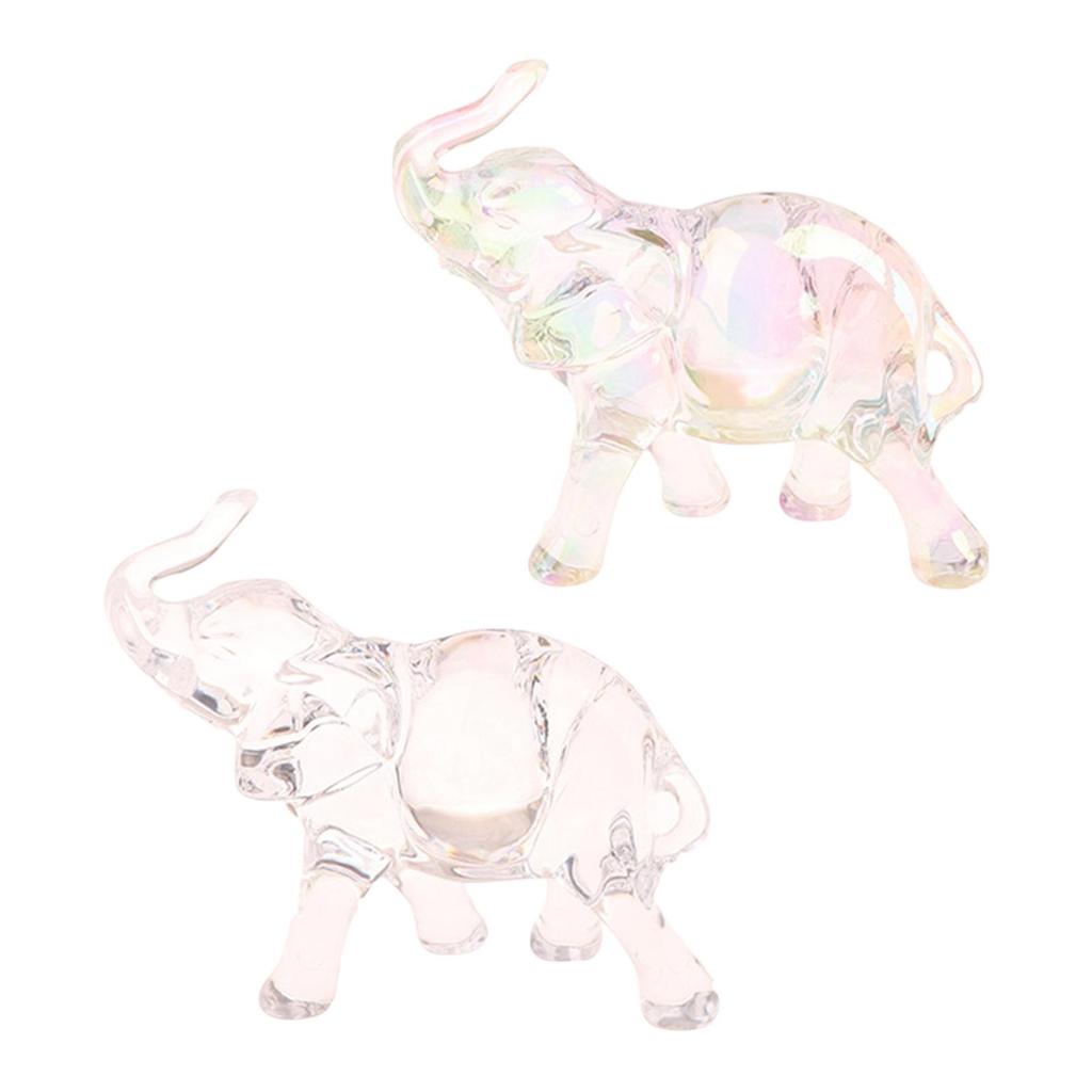 Animal Sculpture Gift for Home Decor Artwork,Elephant Statue Acrylic Figurine Tabletop Ornament for Fireplace Office Desktop