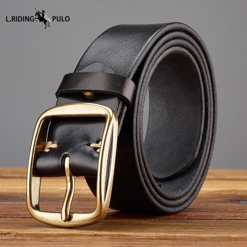 Винтажный ремень из натуральной коровьей кожи Универсальный ремень Повседневный Британский Ремень для среднего возраста и молодых