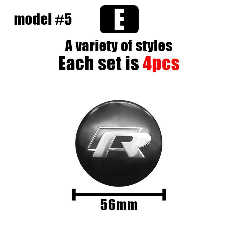 4pcs 56/60/65mm Volkswagen Car Wheel Center Cover Stickers Hub Cap For VW R Golf Touran Octavia Motion GTI Polo Auto Accessories