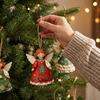 Ретро Набор Праздничных Подвесок 6 шт. Винтажные Деревянные Украшения Ангелы, Рождественский Подвесной Декор, Сельские Рождественские Принадлежности с Джутовой Нитью, Елка для