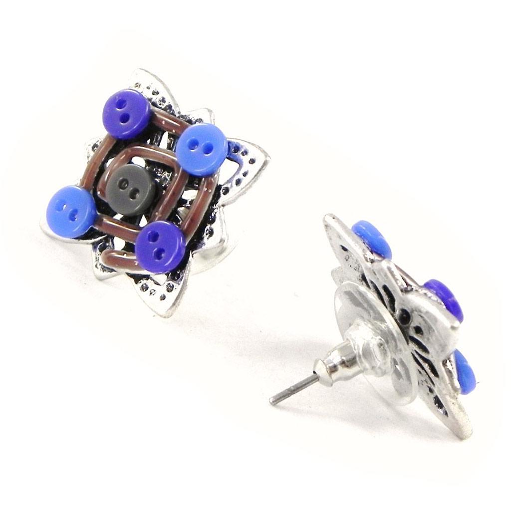 NOA [H8801] - Дизайнерские серьги "Бабушка" синие.