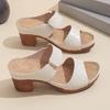 Women's Chunky Heel Sandals Solid Color Open-toe High Heels ,Women's Chunky Heel Sandals, Casual Open-toe Summer Shoes