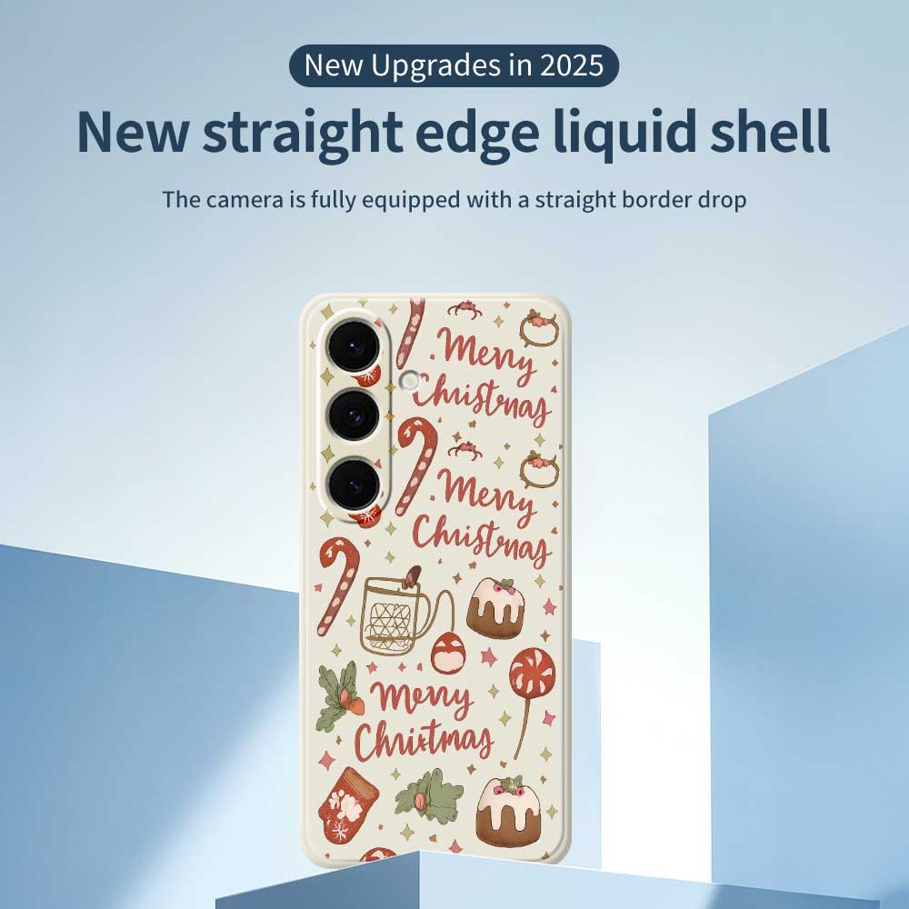 For Samsung Galaxy S25+ Case Merry Christmas Pattern Printing Straight Edge TPU Phone Back Cover