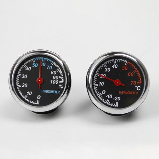 Car Interior Mini Quartz Watch Clock Hygrometer Thermometer Dashboard Ornament