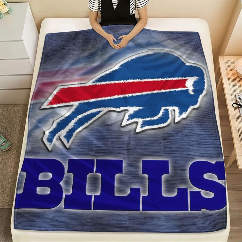 BUF Bills Printed Flannel Blanket, soft throw for bedroom sofa, washable, fan merchandise, great gift.