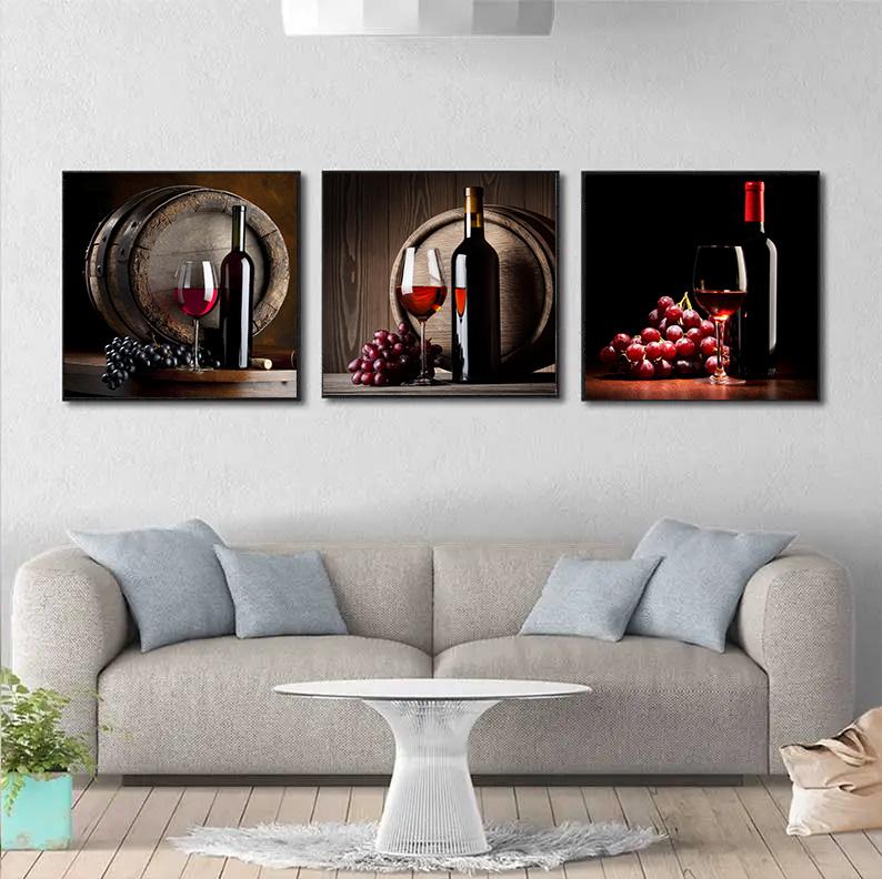 Kitchen Bar Red Wine Grape Beer Wall Art Canvas Painting Still Life Nordic Poster Wall Pictures Decor For Living Room