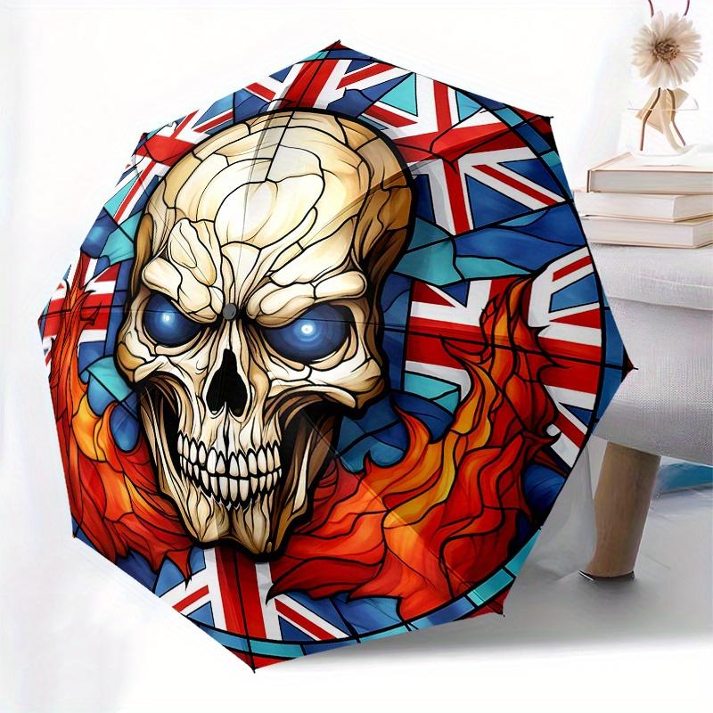 British Flag Stained Glass Skull Wall Art Decor Umbrella, Christmas Gift Y163