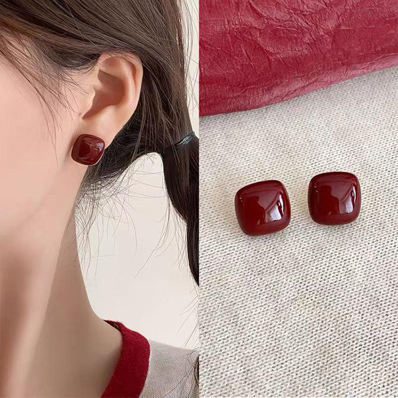 Серьги-гвоздики Ankela Red Ribbon Bow-Knot Vintage для женщин, корейская мода, осень-зима, простые геометрические серьги-банты