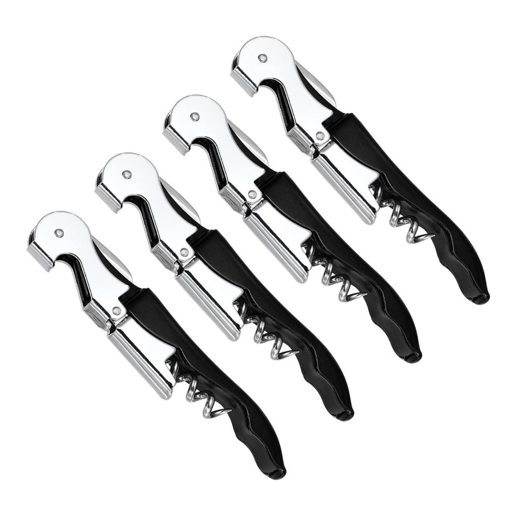 2/4Pcs Professional Waiters Corkscrew Stainless Steel Wine Key with Ergonomic Wood Grip Beer Bottle Opener and Foil Cutter