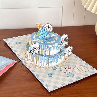 Diy мультфильм 3D торт ко дню рождения поздравительная открытка подарки складной конверт материал пакет