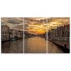 Three Piece Picture Canvas Print Amsterdam Canal Houses City
