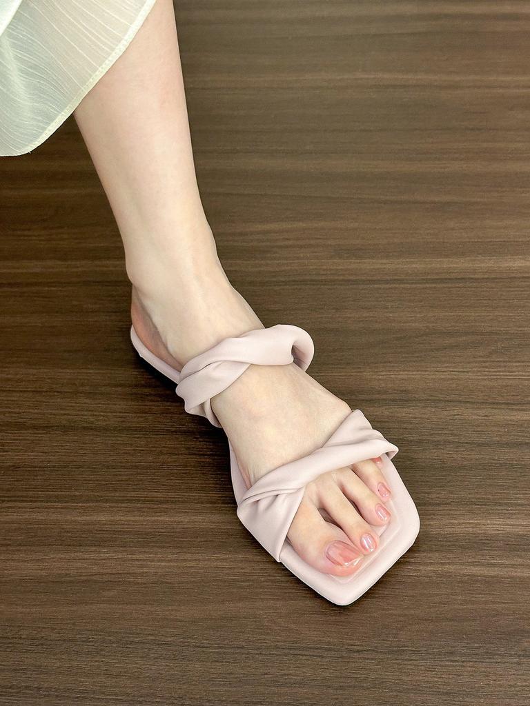 Soft and Easy To Wear! Pink Purple Flat-soled Sandals Women Wear Sandals Soft-soled Shoes In Summer