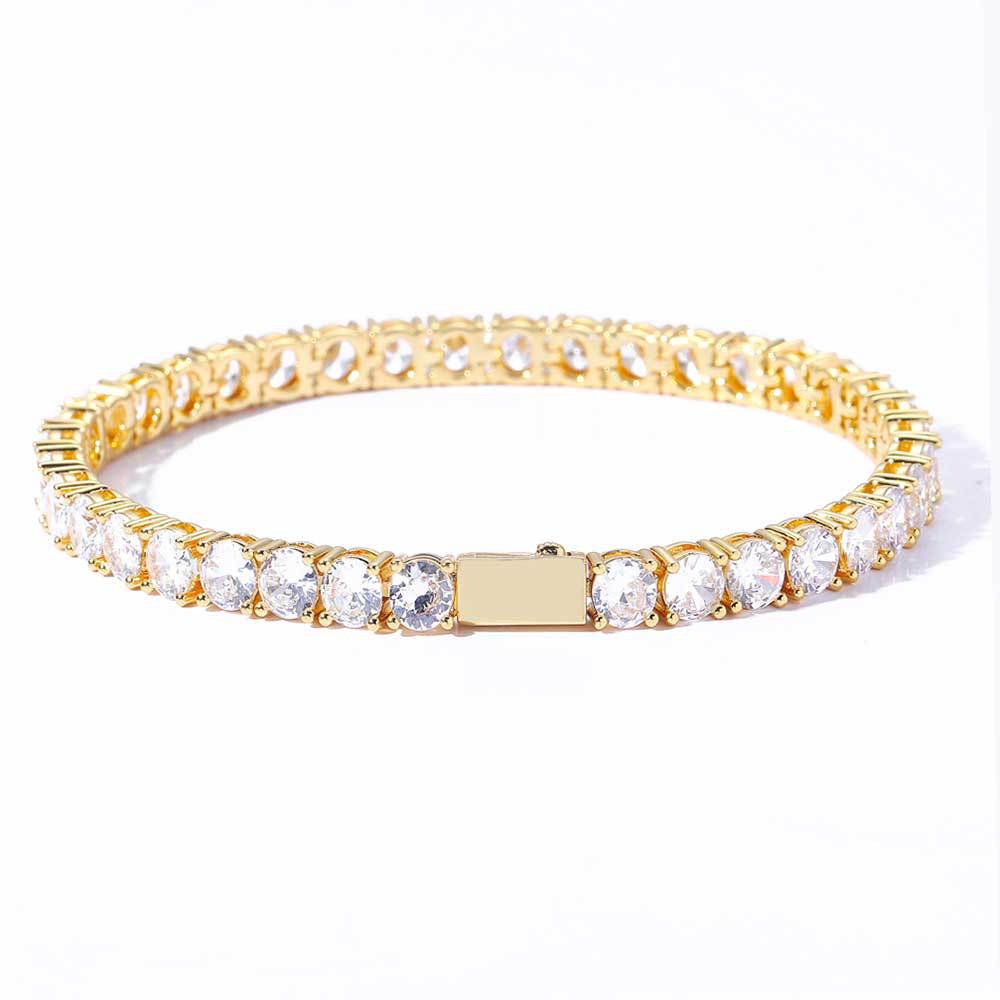 Accessories Spring Buckle Single Row Diamond Tennis Chain Zircon Bracelet Trendy Brand Hip Hop Men's Bracelet Accessories