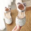 Kids Leather Shoes Girls Wedding Shoes Children Princess Sandals Sequins Bow Girls Casual Dance Shoes Flat Sandals E462