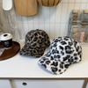 Women S Winter Thick Plush Leopard Print Baseball Cap Fashion Versatile Face Slimming
