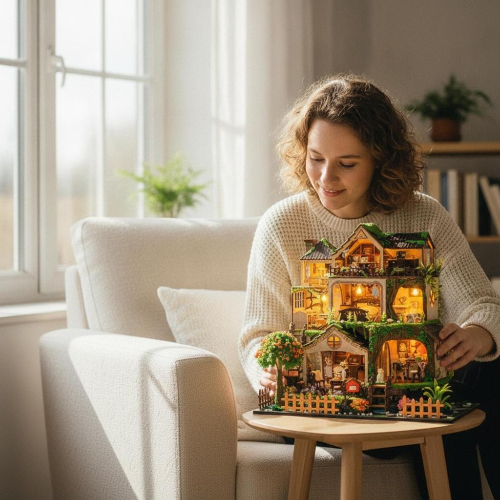 Деревянная Миниатюрная Модель Домика Сказочный Набор Освещенный Кукольный Домик