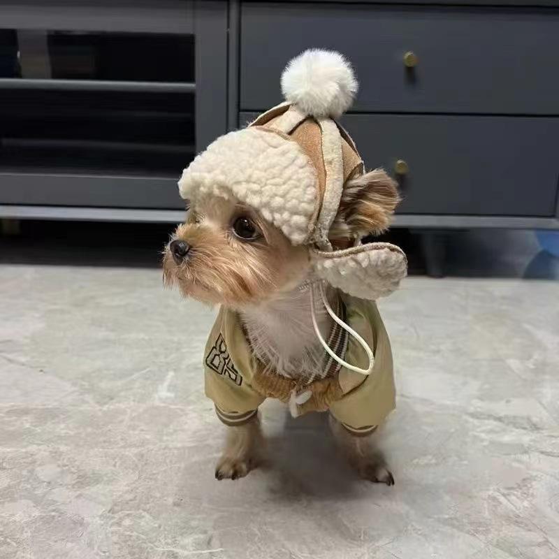 Плюшевая шапка для собаки с открытыми ушами для зимнего тепла и стиля