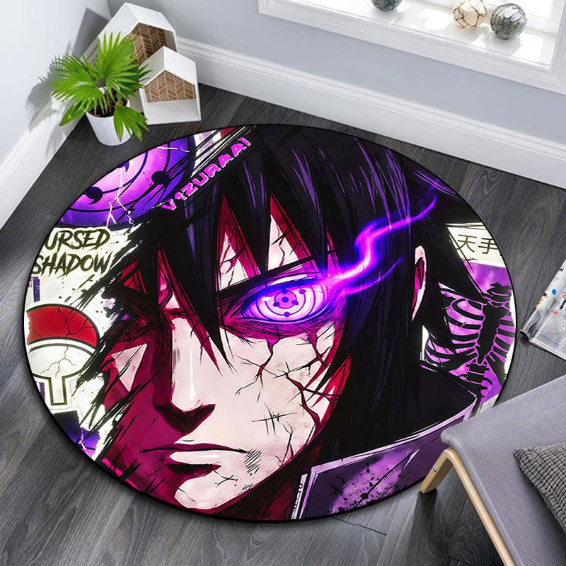 Sasuke Uchiha,Round Area Rug,Carpet Rug for Living Room Bedroom Sofa Playroom Decor,Non-slip Floor Mat