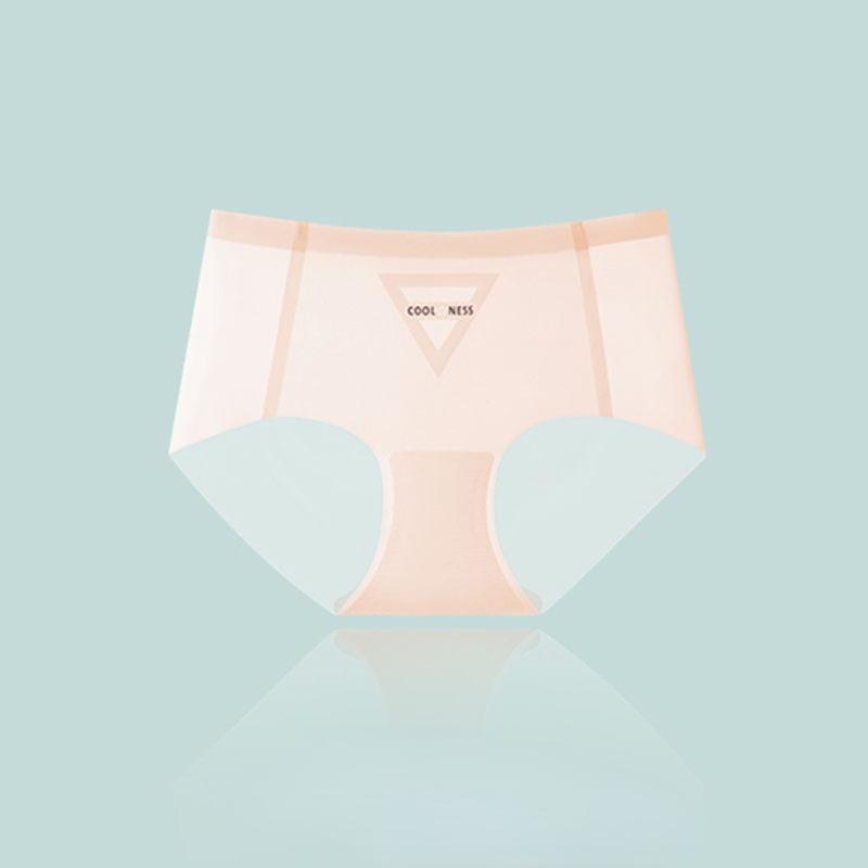Ice Silk Underpants Women's Traceless Pure Cotton Antibacterial Crotch Mid Waist  Summer Breathable Sexy Triangle Shorts