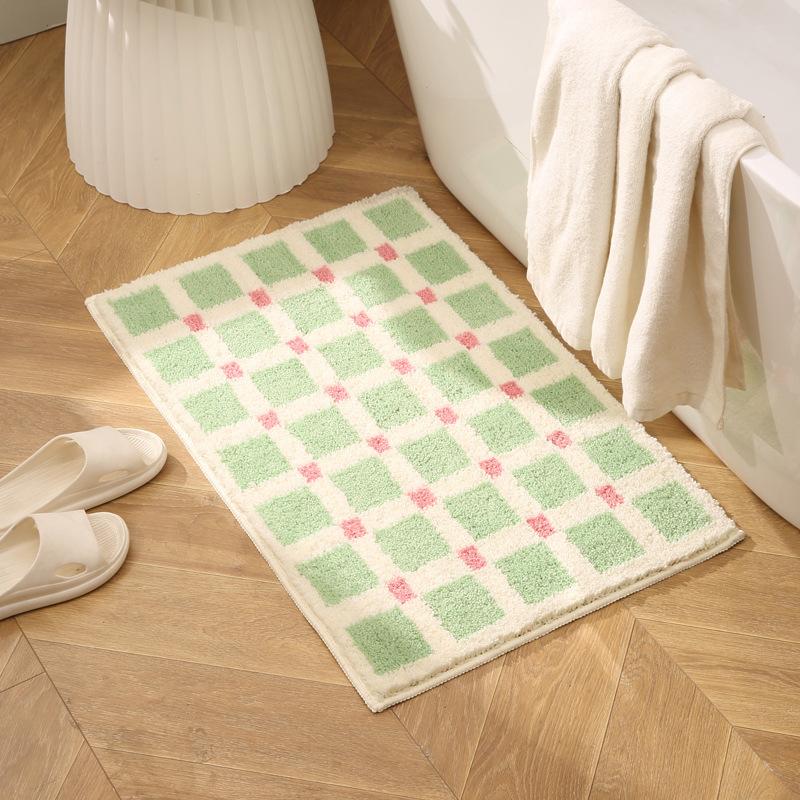 40x60cm Bathroom Door Mat Absorbent Non-Slip Shaggy Rug Bedside Carpet for Bedroom Living Room Simple Modern