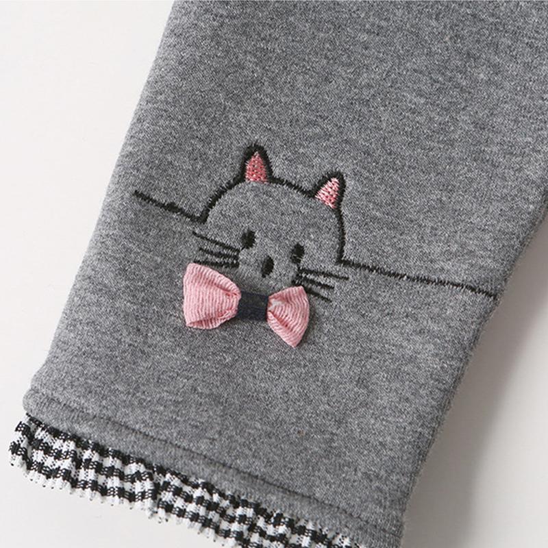 Зимние леггинсы для девочек, бархатные утепленные детские брюки, модные теплые брюки с вышивкой