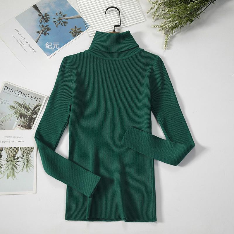 Зимний свитер женский длинный рукав пуловер базовый свитер водолазка корейский трикотажный топ Femme