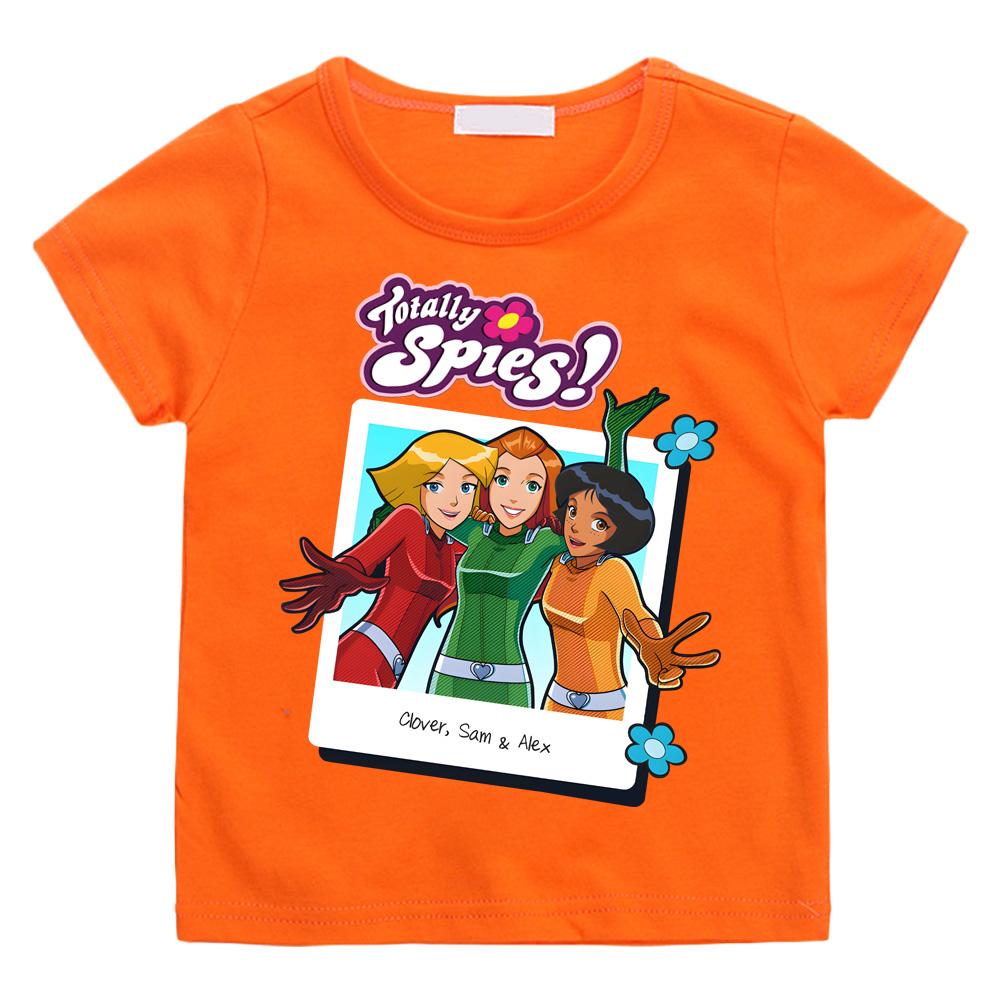 Totally Spies Фоторамка Групповое фото Футболки Мультяшный принт Хлопковая футболка Детская Мультяшная Футболка для мальчиков и девочек